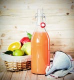 Fresh tropical fruit juice in a glass bottle royalty free stock images Fresh tropical fruit juice in a glass bottle royalty free stock images