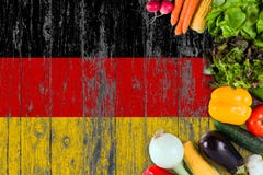 Fresh vegetables from Germany on table. Cooking concept on wooden flag background royalty free stock images Fresh vegetables from Germany on table. Cooking concept on wooden flag background royalty free stock images
