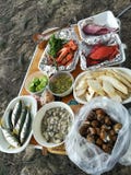 Freshly grilled seafood, shrimp, crab, fish, squid, shellfish Royalty Free Stock Photography Freshly grilled seafood, shrimp, crab, fish, squid, shellfish Royalty Free Stock Photography