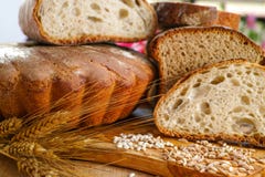 Freshly home baked sourdough spelt bread and traditional italian stock photography Freshly home baked sourdough spelt bread and traditional italian stock photography