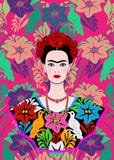 Frida Kahlo vector portrait , young beautiful mexican woman with a traditional hairstyle, Mexican crafts jewelry and dress Stock Photography Frida Kahlo vector portrait , young beautiful mexican woman with a traditional hairstyle, Mexican crafts jewelry and dress Stock Photography