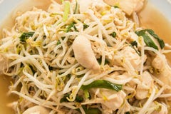 Fried Bean Sprouts Mix Tofu Royalty Free Stock Image