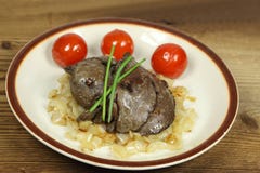 Fried livers on onion royalty free stock photos Fried livers on onion royalty free stock photos