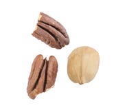 Fried Pecan Nut ou Carya doce Illinoinensis com Shell Isolated rachada Fotografia de Stock Fried Pecan Nut ou Carya doce Illinoinensis com Shell Isolated rachada Fotografia de Stock