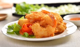 Fried Shrimp on white plate stock photo Fried Shrimp on white plate stock photo