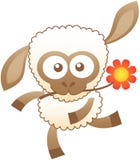 Friendly Baby Sheep Dancing Animatedly While Holding A Flower With Its Mouth Royalty Free Stock Images Friendly Baby Sheep Dancing Animatedly While Holding A Flower With Its Mouth Royalty Free Stock Images
