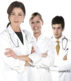 Friendly Young Doctors Smiling Over A White Backgr Royalty Free Stock Images Friendly Young Doctors Smiling Over A White Backgr Royalty Free Stock Images