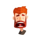 Frightened redhead bearded man, male emotional face, avatar with facial expression vector Illustration on a white Royalty Free Stock Photos Frightened redhead bearded man, male emotional face, avatar with facial expression vector Illustration on a white Royalty Free Stock Photos