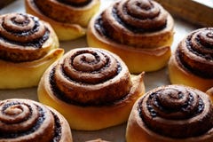 Frisch gebackene Zimtbrötchen mit Gewürzen und Kakaofüllung Selbst gemachtes Backen Nahaufnahme Kanelbulle - schwedischer Nachtis stockbilder Frisch gebackene Zimtbrötchen mit Gewürzen und Kakaofüllung Selbst gemachtes Backen Nahaufnahme Kanelbulle - schwedischer Nachtis stockbilder