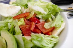 Frischer gesunder Gemüsesalat in der Schüssel stockbild Frischer gesunder Gemüsesalat in der Schüssel stockbild