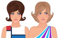 Frisyr och makeup av 1960-1970 vektor illustrationer Frisyr och makeup av 1960-1970 vektor illustrationer