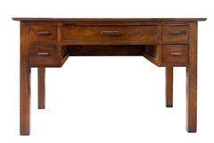 Old vintage brown work desk wooden table. royalty free stock photos Old vintage brown work desk wooden table. royalty free stock photos