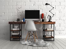 Front View de table de travail architecturale personnalisée illustration stock Front View de table de travail architecturale personnalisée illustration stock