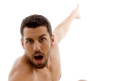 Front View Of Surprised Man Pointing Stock Images Front View Of Surprised Man Pointing Stock Images