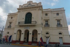 Santa Clara, Cuba, January 5, 2017: Teatro La Caridad outdoors view, General travel imagery royalty free stock photography Santa Clara, Cuba, January 5, 2017: Teatro La Caridad outdoors view, General travel imagery royalty free stock photography