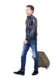 Front view of walking man with suitcase. Stock Photography Front view of walking man with suitcase. Stock Photography