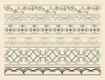 Fronteras ornamentales florales y curvadas - sistema de decoraciones del vector ilustración del vector Fronteras ornamentales florales y curvadas - sistema de decoraciones del vector ilustración del vector