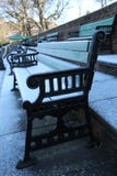 Frosty Benches Outside in Winter stock images Frosty Benches Outside in Winter stock images