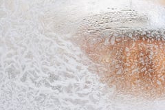 Frosty pattern on glass winter window, look through glass royalty free stock photography Frosty pattern on glass winter window, look through glass royalty free stock photography