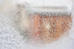 Frosty pattern on glass winter window, look through glass royalty free stock image Frosty pattern on glass winter window, look through glass royalty free stock image