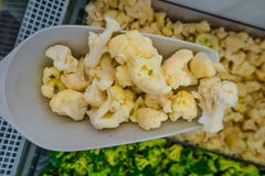 Frozen cauliflower on spatula stock images Frozen cauliflower on spatula stock images