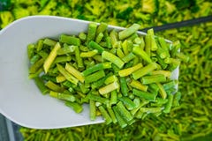 Frozen green asparagus on shoulder stock photo Frozen green asparagus on shoulder stock photo