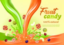 Fruit Candy 100 Percent Natural Landing Page. vector illustration Fruit Candy 100 Percent Natural Landing Page. vector illustration