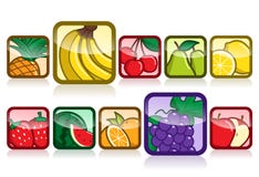 Fruit Icon Set Royalty Free Stock Photos