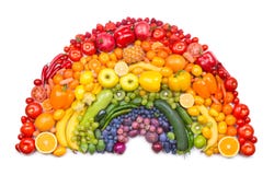 Fruit and vegetable rainbow. As healthy eating concept Fruit and vegetable rainbow. As healthy eating concept