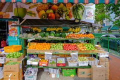 Fruit and vegetable shop Little India area stock photos Fruit and vegetable shop Little India area stock photos