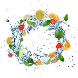 Fruit Water splash. Over white background stock illustration Fruit Water splash. Over white background stock illustration
