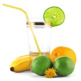Fruits And Empty Glass Stock Photos