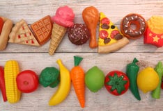 Fruits and Veg or Junk Food, They're All Plastic royalty free stock image Fruits and Veg or Junk Food, They're All Plastic royalty free stock image