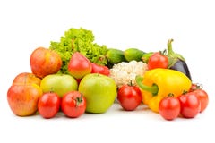 Fruits and vegetables isolated on white