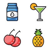 Frukt- och drinkvektorpacke vektor illustrationer Frukt- och drinkvektorpacke vektor illustrationer