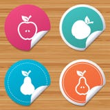 Frukter med bladsymboler Apple och pear vektor illustrationer Frukter med bladsymboler Apple och pear vektor illustrationer