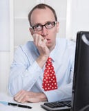 Frustrated business man with tie and glasses at Office. royalty free stock image Frustrated business man with tie and glasses at Office. royalty free stock image