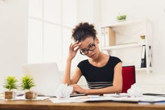 Frustrated Business Woman With Headache At Office Stock Photos