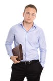 Frustrated and overworked isolated businessman over white. stock image Frustrated and overworked isolated businessman over white. stock image