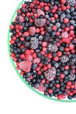 Fruta misturada congelada na bacia - bagas Fotografia de Stock