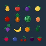 Frutos e bagas dos ícones do vetor no grupo liso do estilo Foto de Stock Frutos e bagas dos ícones do vetor no grupo liso do estilo Foto de Stock