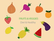 Frutta ed alimento sano delle verdure - vettore illustrazione vettoriale Frutta ed alimento sano delle verdure - vettore illustrazione vettoriale