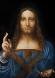 Frälsare av världen Salvadormundi Min egen reproduktion av Leonardo DaVinci målning royaltyfri bild Frälsare av världen Salvadormundi Min egen reproduktion av Leonardo DaVinci målning royaltyfri bild
