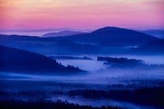 Früher Fogyherbstmorgen auf der tschechischen österreichischen Grenze