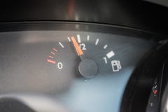 Fuel indicator. Interior of a modern car stock photos Fuel indicator. Interior of a modern car stock photos
