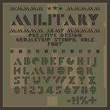 Fuente militar de la plantilla Alfabeto geométrico de la versión preliminar Letras y números de sans serif del agujero Diseño cre ilustración del vector Fuente militar de la plantilla Alfabeto geométrico de la versión preliminar Letras y números de sans serif del agujero Diseño cre ilustración del vector