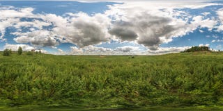 Full 360 degree seamless panorama in equirectangular spherical equidistant projection. Panorama view in a meadow in beautiful day stock photo Full 360 degree seamless panorama in equirectangular spherical equidistant projection. Panorama view in a meadow in beautiful day stock photo