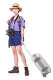 Full length of young woman in casual walking with the travel bag stock photography Full length of young woman in casual walking with the travel bag stock photography