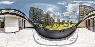 Full 360 panorama in equirectangular spherical projection, Skybox for VR 3d content. View from the balcony on the elite royalty free stock photo Full 360 panorama in equirectangular spherical projection, Skybox for VR 3d content. View from the balcony on the elite royalty free stock photo