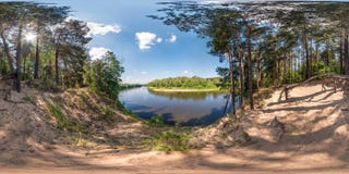 Full seamless spherical panorama 360 by 180 angle view on the precipice of a wide river in sunny summer day in equirectangular stock images Full seamless spherical panorama 360 by 180 angle view on the precipice of a wide river in sunny summer day in equirectangular stock images